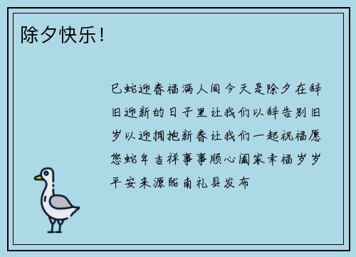除夕快乐！